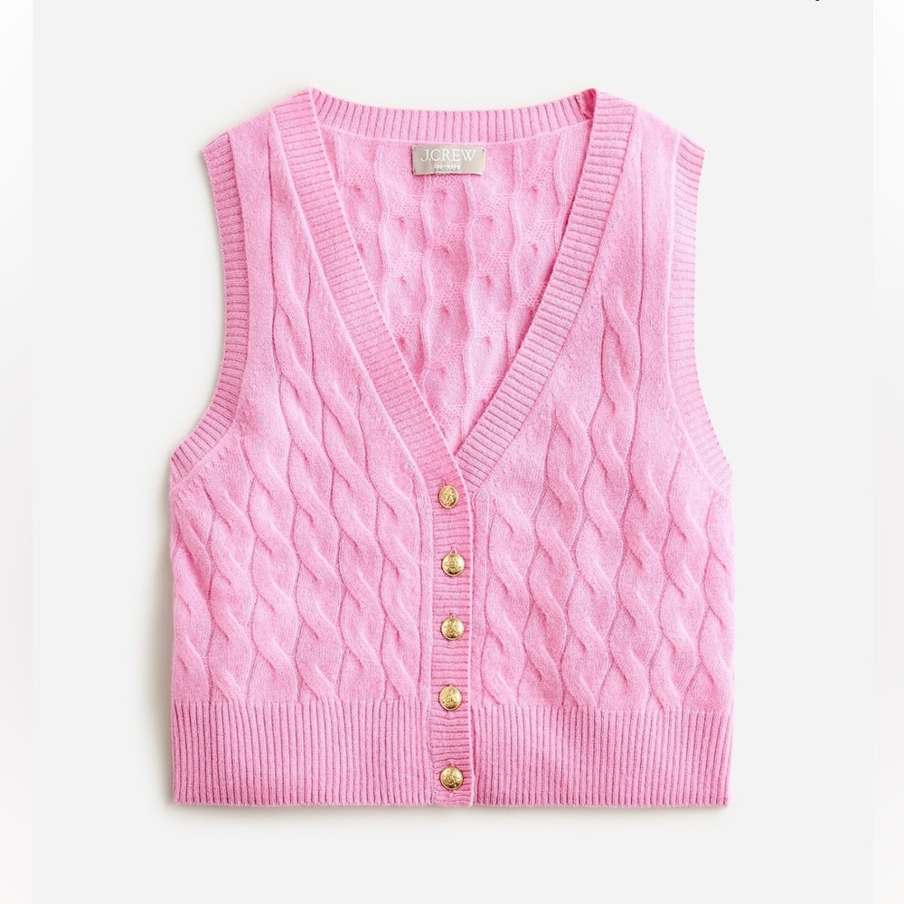 J Crew Cashmere cropped pink sweater vest